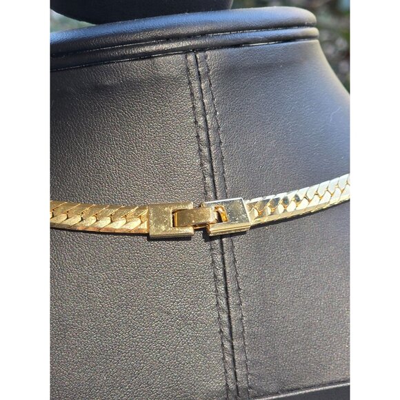 Vintage Gold-Tone Enamel Necklace & Clip-On Earrings Set '80 Era Like‎ New 18" - Picture 3 of 12